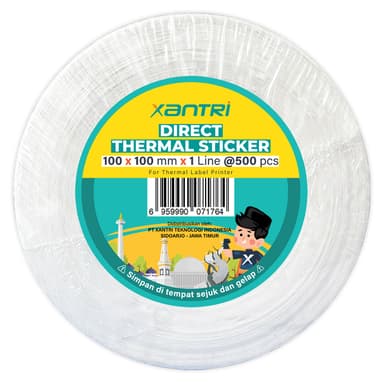 1 Roll Kertas Xantri Sticker Thermal 100x100mm (500)