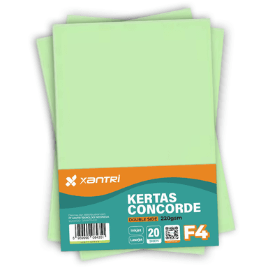 Kertas Concorde F4 220gr Light Green Isi 20 Lembar
