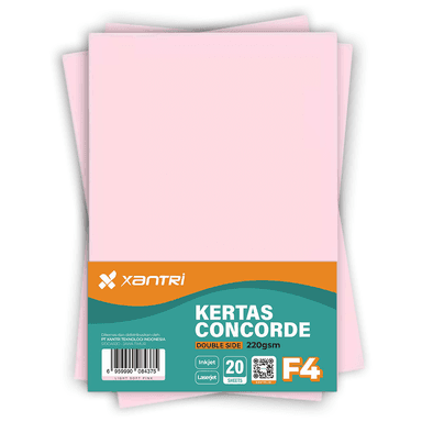 Kertas Concorde F4 220gr Light Soft Pink Isi 20 Lembar