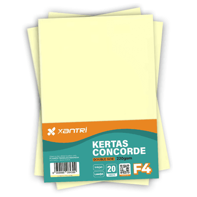 Kertas Concorde F4 220gr Light Yellow Isi 20 Lembar