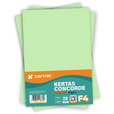 Kertas Concorde Xantri F4 90gr Light Green Isi 20 Lembar