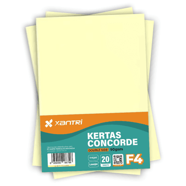 Kertas Concorde Xantri F4 90gr Light Yellow Isi 20 Lembar