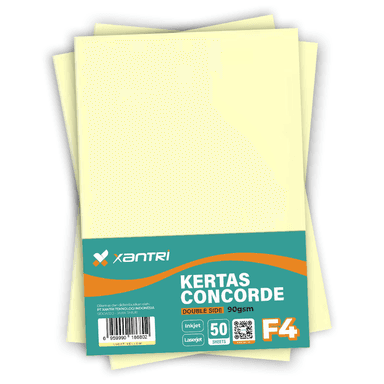 Kertas Concorde Xantri F4 90gr Light Yellow Isi 50 Lembar